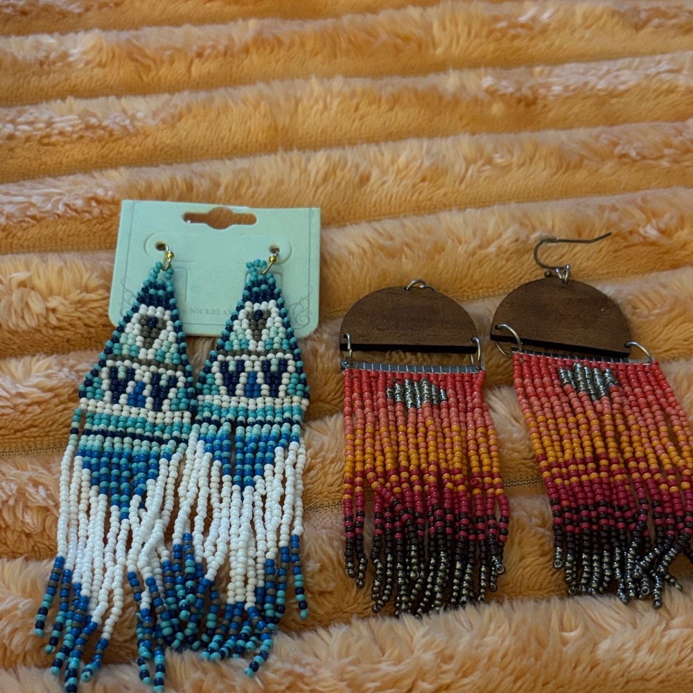 Seed bead earrings. 2 pairs